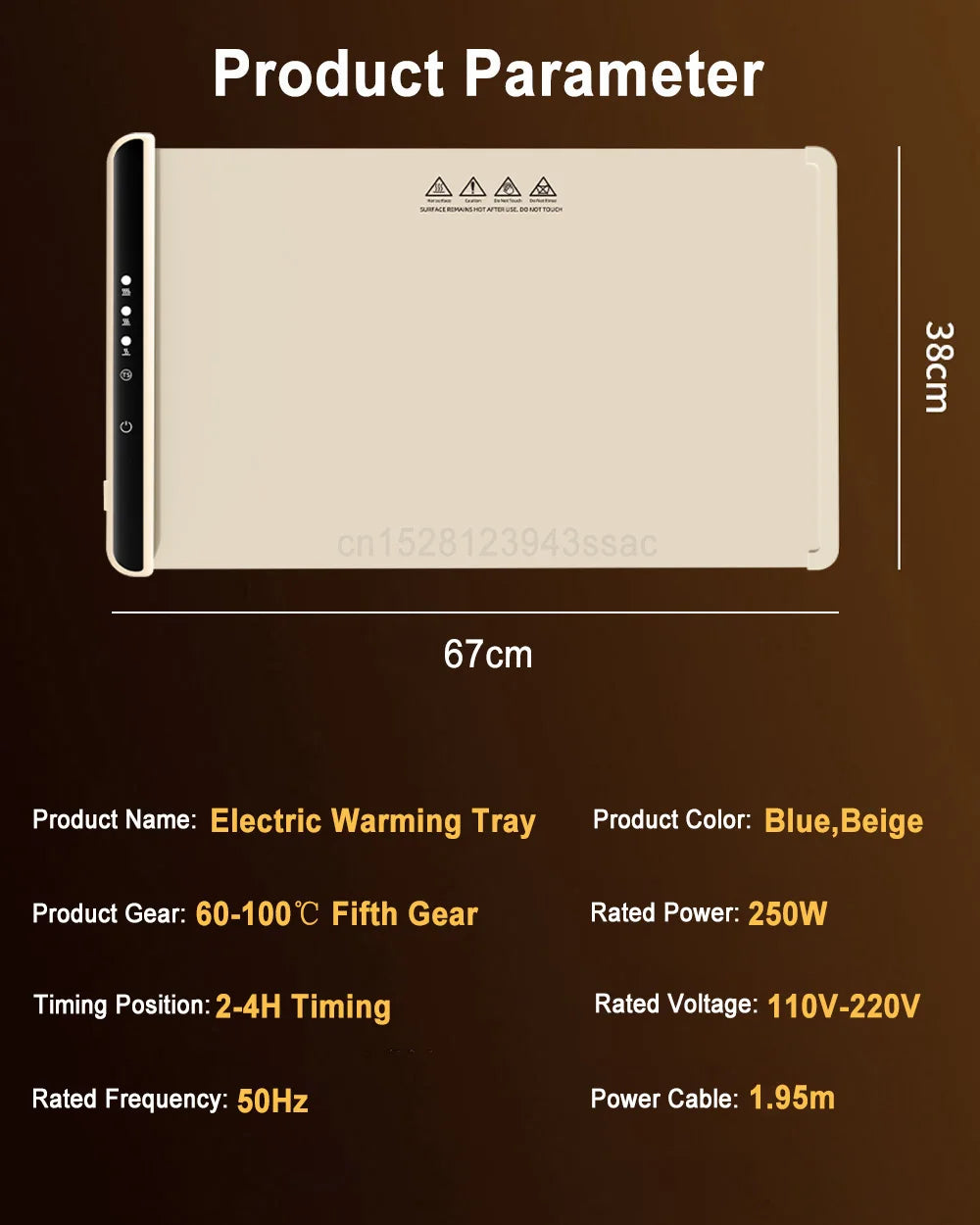 Electric Warming Tray Food Warmer Plate Foldable Portable Smart Food Fast Heating Mat Electric Warming Tray with 3 Tem Setting