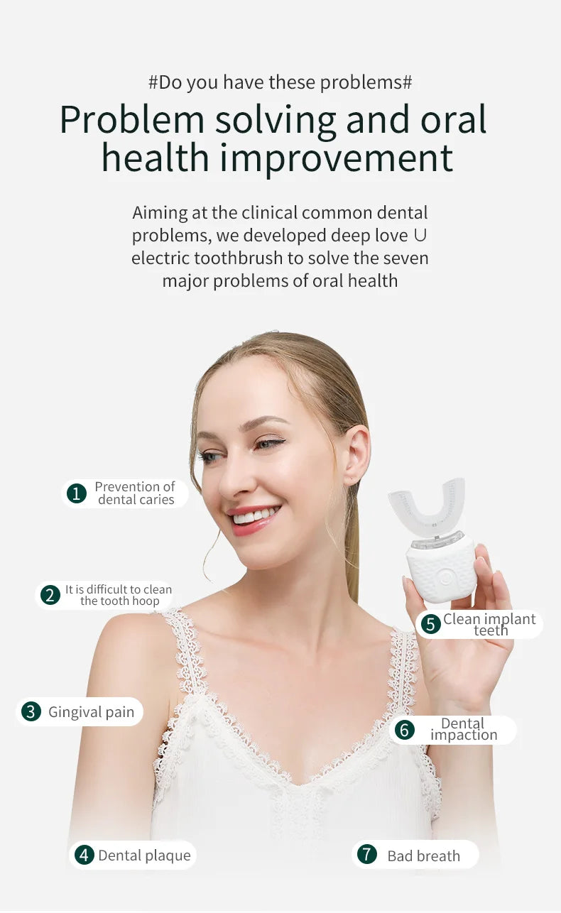 U Shaped Type Toothbrush 360 Degrees Ultrasonic Children Whitening Silicone Automatic Electric Toothbrush