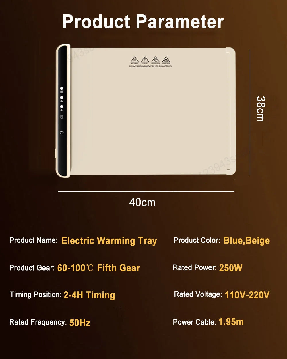 Electric Warming Tray Food Warmer Plate Foldable Portable Smart Food Fast Heating Mat Electric Warming Tray with 3 Tem Setting