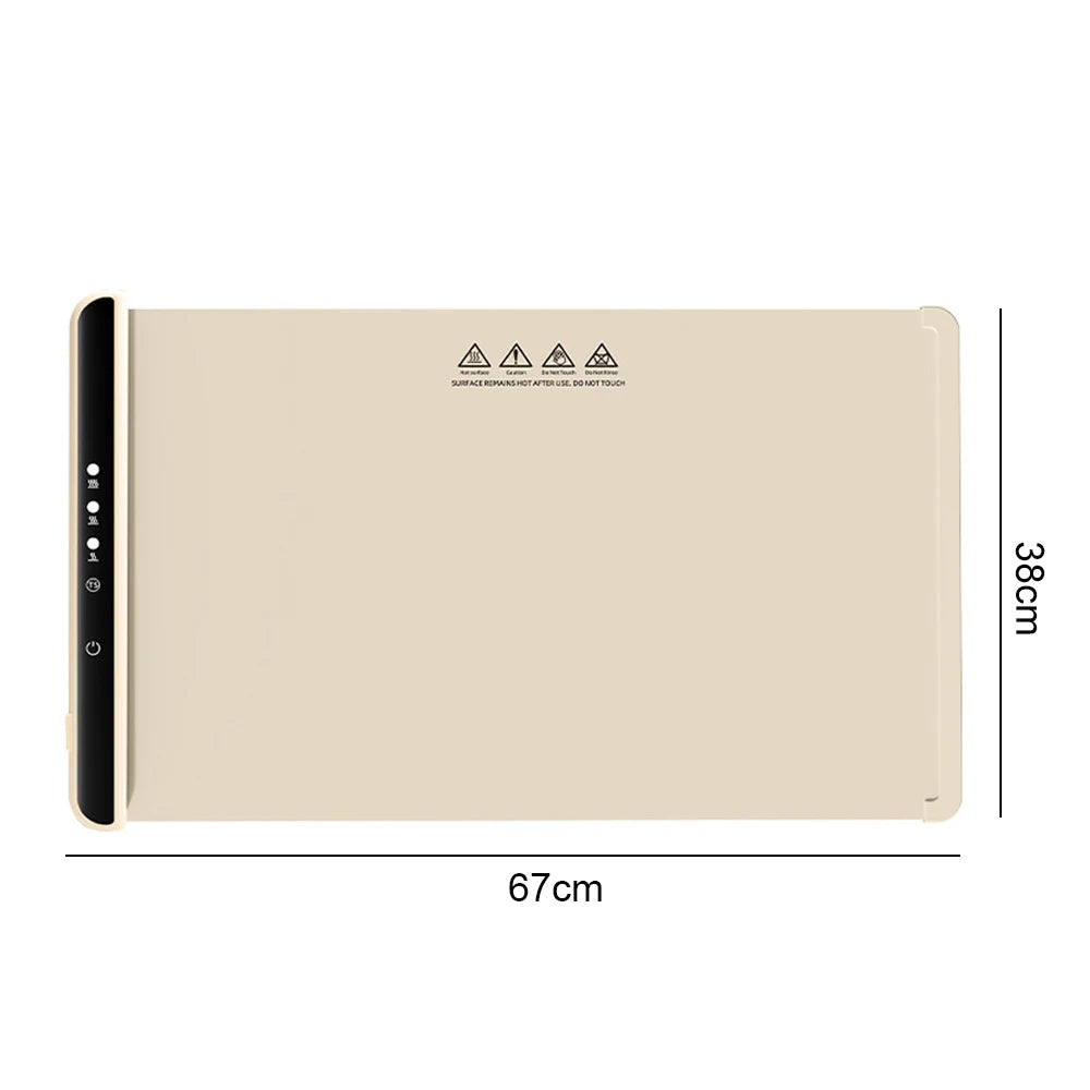 Electric Warming Tray Food Warmer Plate Foldable Portable Smart Food Fast Heating Mat Electric Warming Tray with 3 Tem Setting