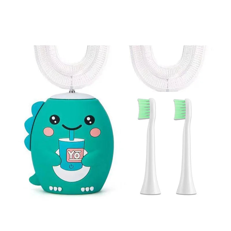 U-shaped Sonic Electric Toothbrush for Kids Children Cartoon Rechargeable USB 360 Degrees Automatic Toothbrushes Blue Light IPX7