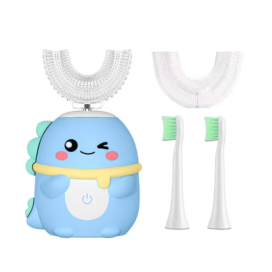 U-shaped Sonic Electric Toothbrush for Kids Children Cartoon Rechargeable USB 360 Degrees Automatic Toothbrushes Blue Light IPX7