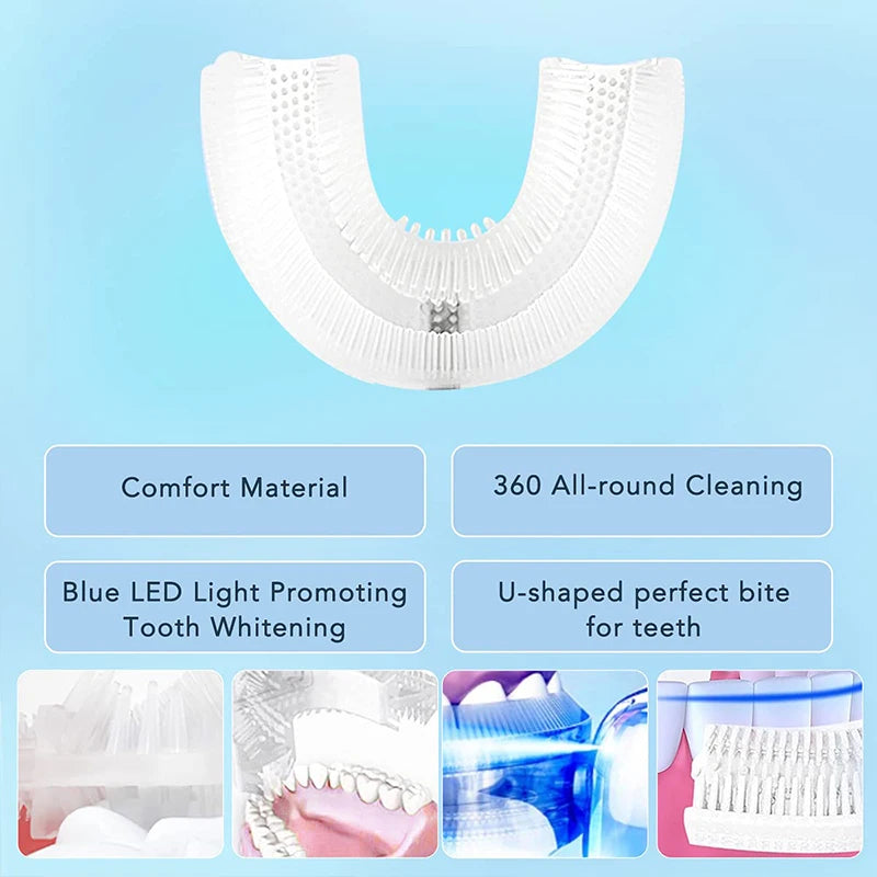 U Shaped Type Toothbrush 360 Degrees Ultrasonic Children Whitening Silicone Automatic Electric Toothbrush