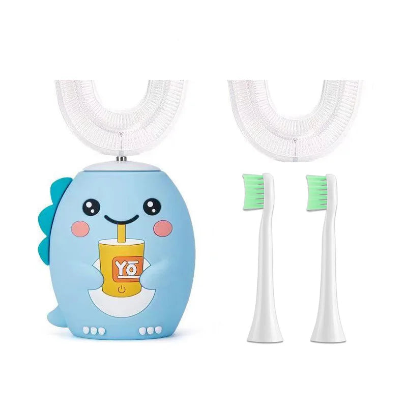 U-shaped Sonic Electric Toothbrush for Kids Children Cartoon Rechargeable USB 360 Degrees Automatic Toothbrushes Blue Light IPX7